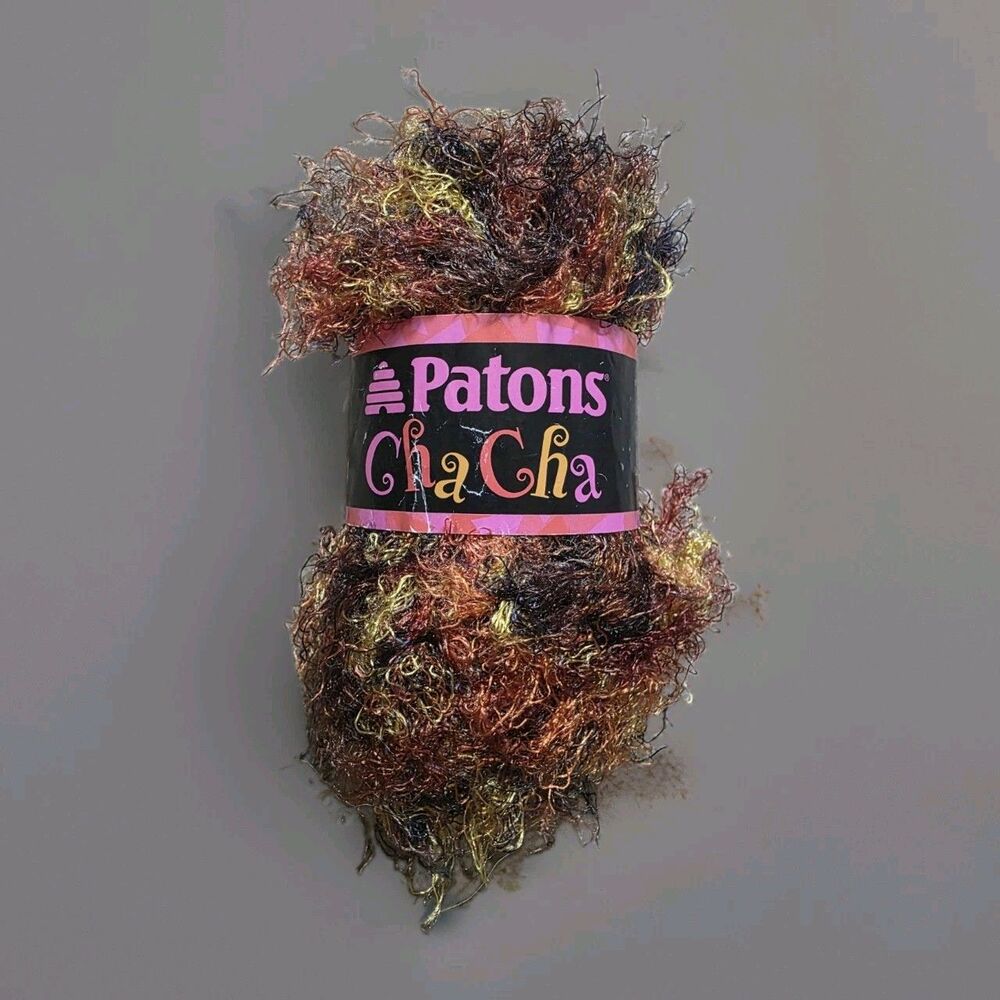 Patons Cha Cha Yarn Tango Orange Black Multicolor 50 g 1.76 oz 77 yds New